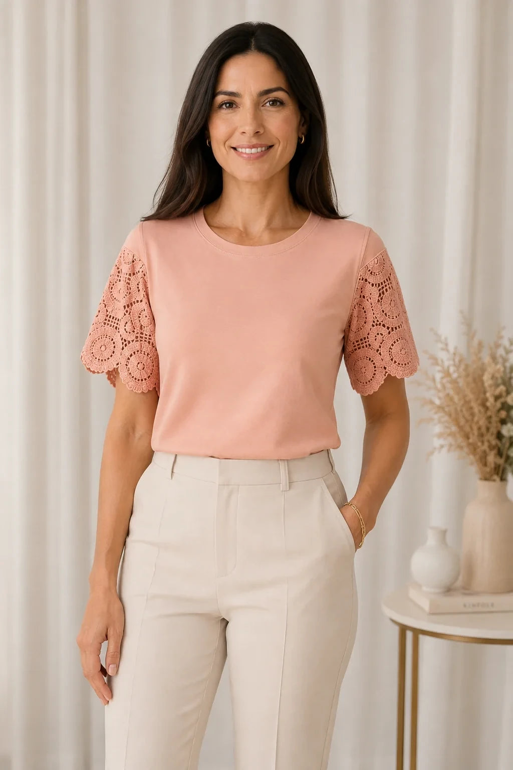 Blusa com Manga em Crochê Geisa