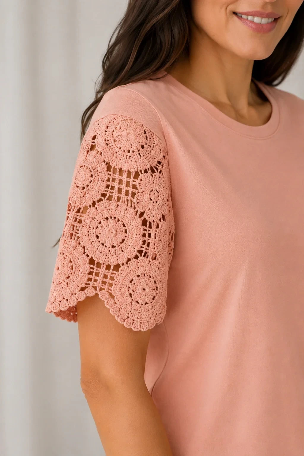 Blusa com Manga em Crochê Geisa