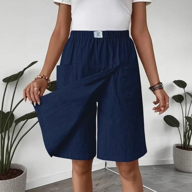 Shorts Saia Celenne em Linho de Algodão com Conforto Premium