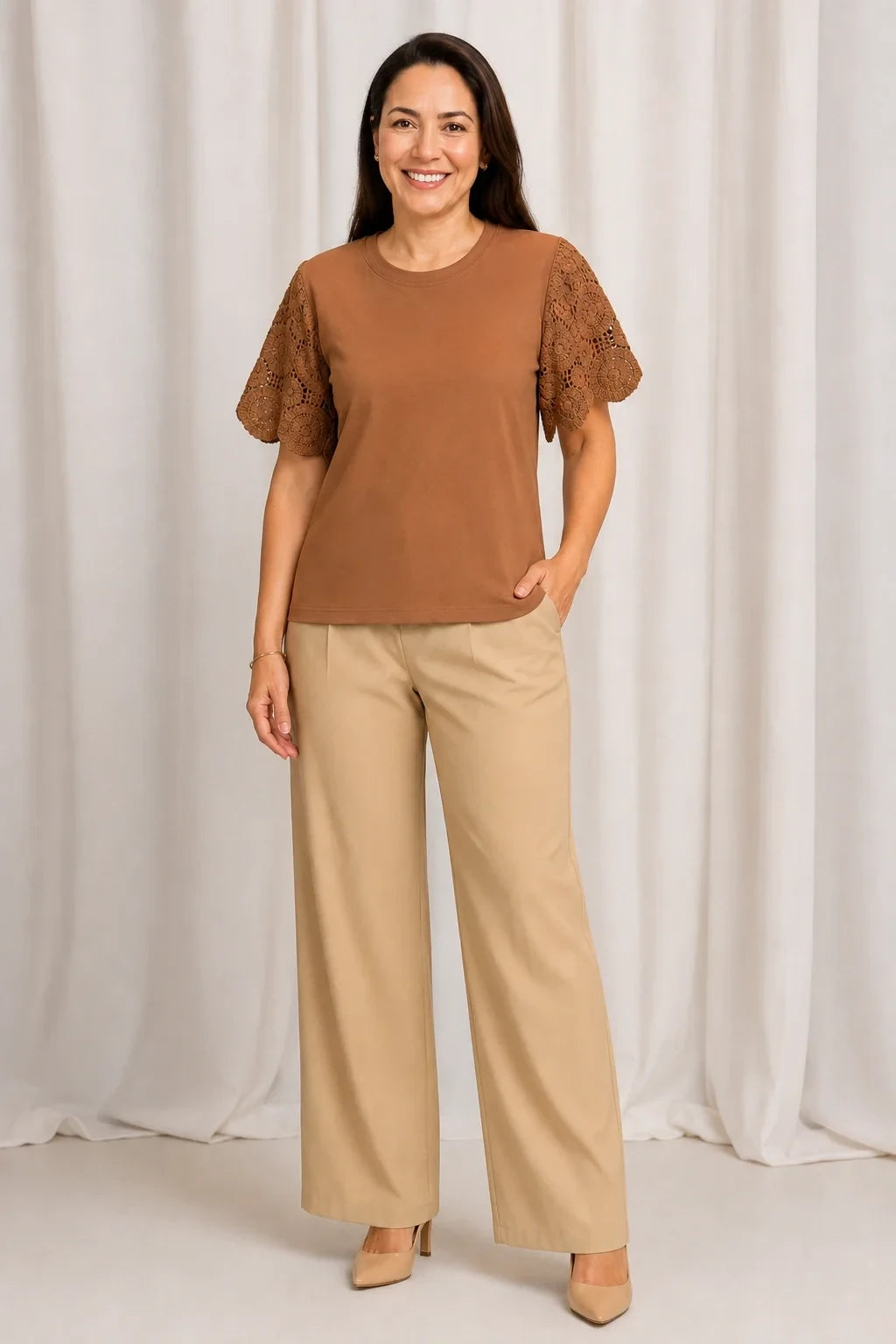 Blusa com Manga em Crochê Geisa