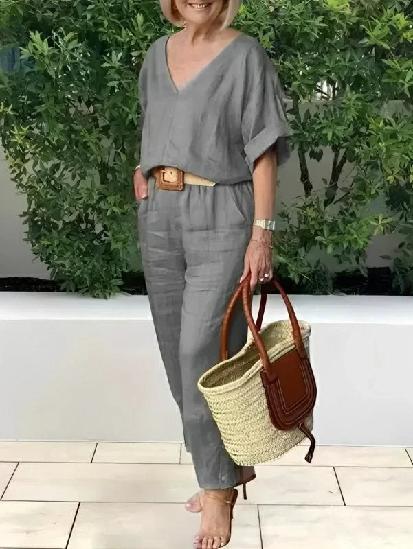Conjunto Feminino Casual de Algodão e Linho Vicenza