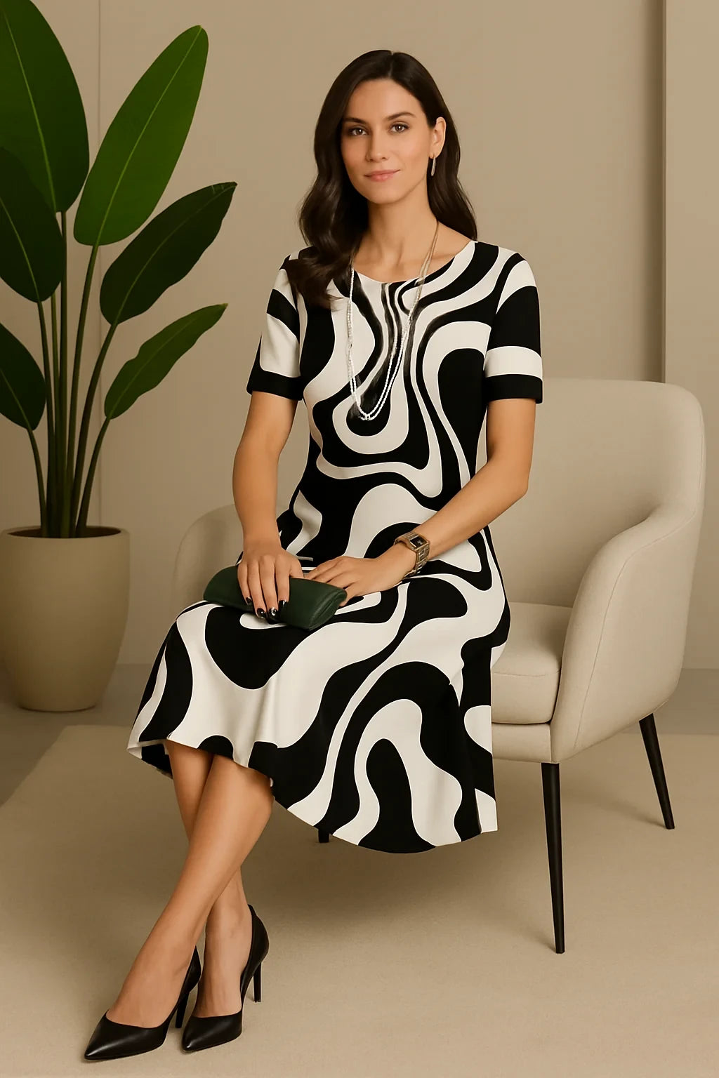 Vestido Amarílis Preto e Branco